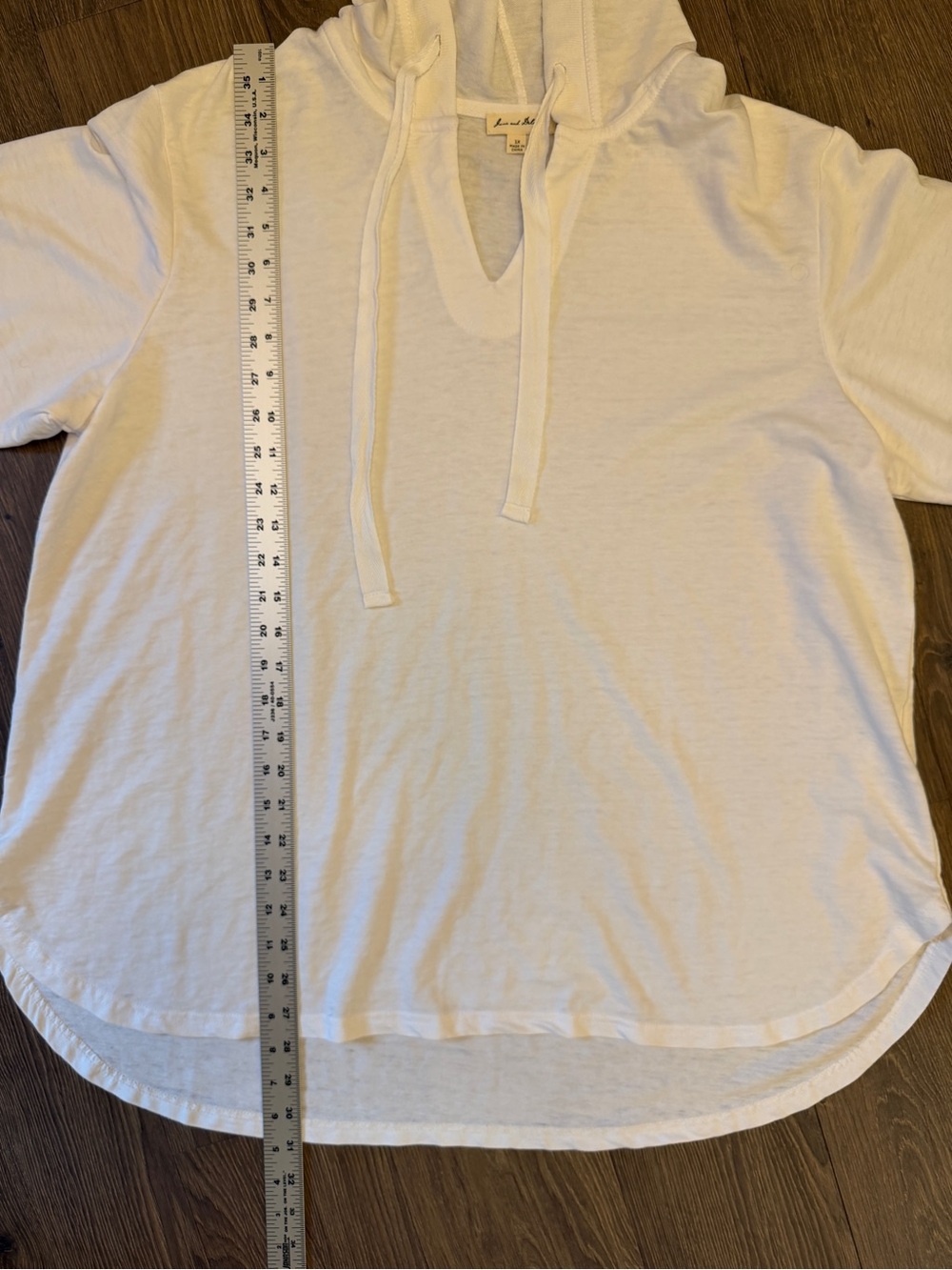 Jane & Delancey White Hooded Tunic Top High Low Hem Long Sleeve 1X Plus Size - Picture 9 of 12